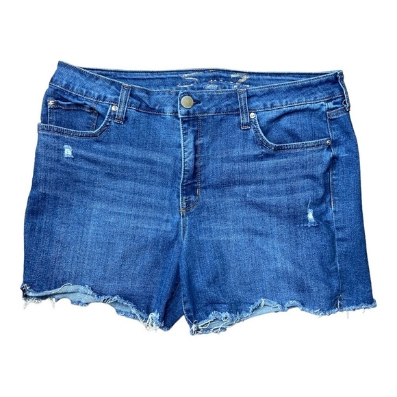 Seven7 Women's High Waisted Raw Cut Hem Denim Jean Shorts